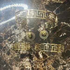 Gold Greek Key Jewelry Set